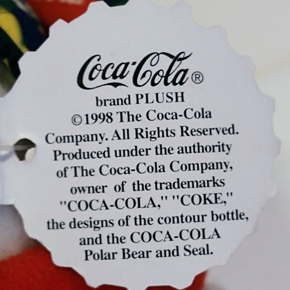 1998 Collectible Coca Cola Bean Bag Plush Polar Bear Checker Cap & Scarf 6". - Picture 9 of 14
